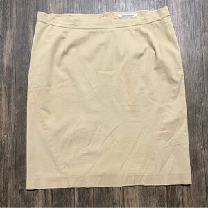 Marina Rinaldi Knee Length Lined Back Slit Beige Straight Pencil Skirt Silk 14